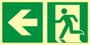 Znak ewakuacyjny - Kierunek do wyjścia ewakuacyjnego – w lewo Format: CE - 15 x 30, Podłoże: t - system TD®, Rodzaj: s - fotoluminescencyjny
