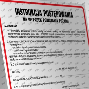 Instrukcja PPOŻ - Ogólna instrukcja przeciwpożarowa dla szkół, internatów, przedszkoli, domów dziecka itp. Podłoże: c - cienka płyta PCV - 0,5 mm