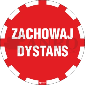 Oznaczenie podłogowe ZACHOWAJ DYSTANS folia samoprzylepna CZERWONA / ŻÓŁTA